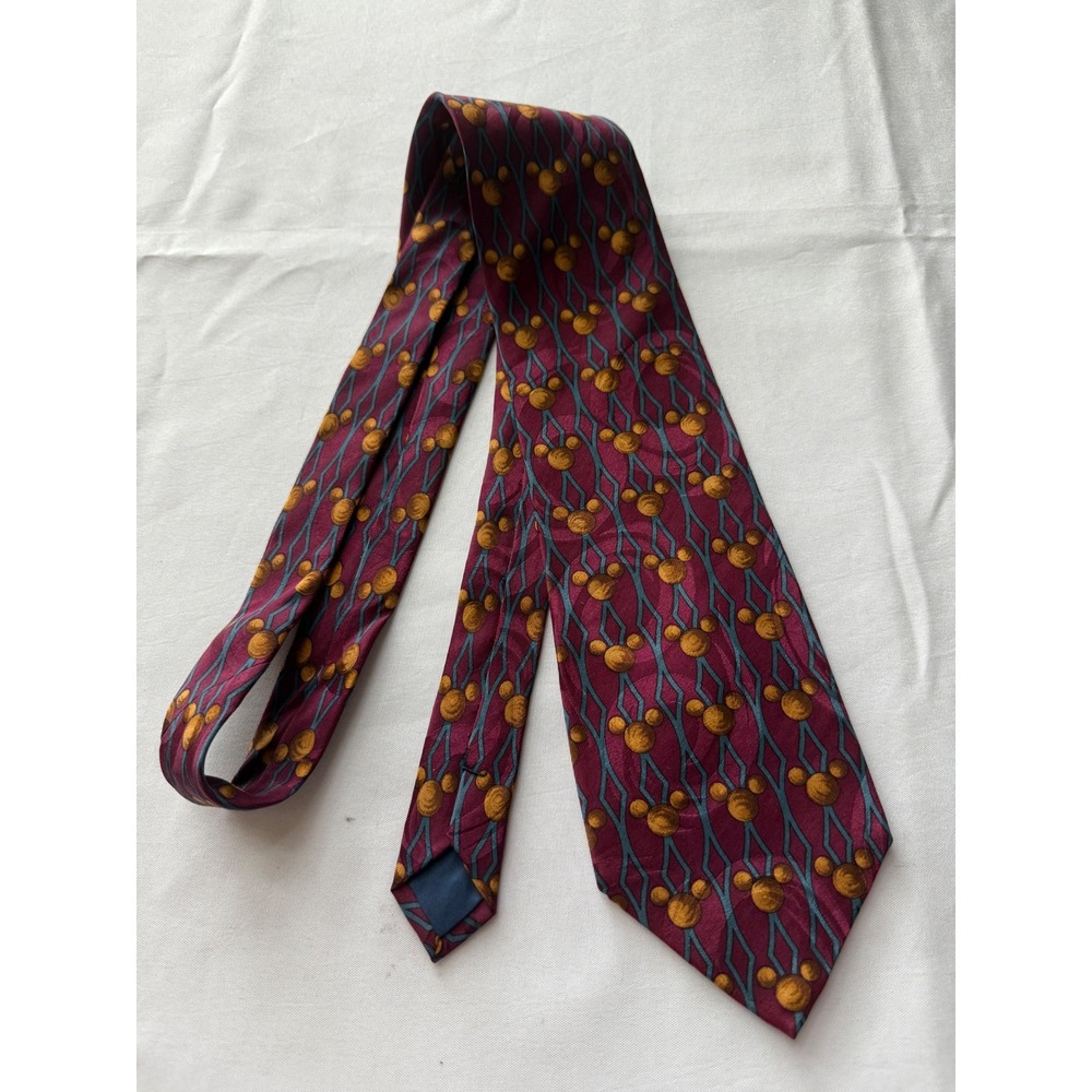 Disney World‎ Mickey Mouse Silk Necktie Novelty Print Burgundy